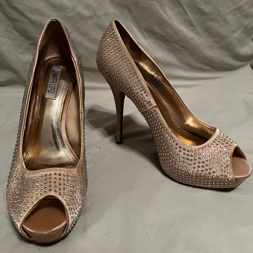 JENNIFER LOPEZ Rhinestone Heels Size 10